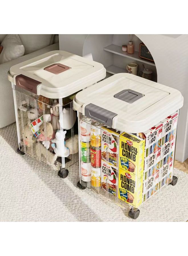 Storage Barrel Snacks Children's Toys Doll Doll Building Blocks Multi-function Large Capacity Storage Box With Wheels Storage Box-Color:Cream Solid Color 【with Pulleys, Easy To Move And Effortless】- - Image 4