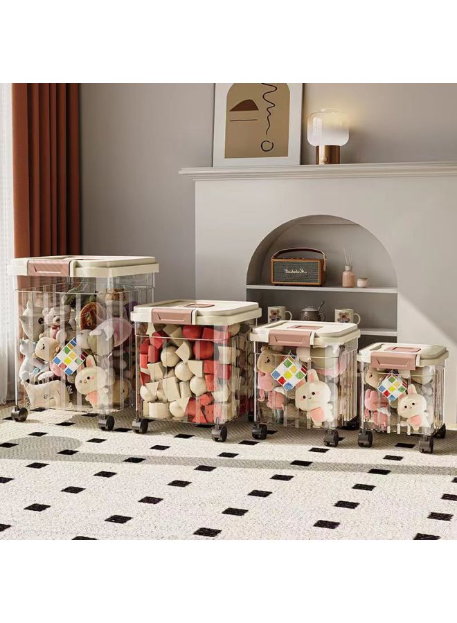 Storage Barrel Snacks Children's Toys Doll Doll Building Blocks Multi-function Large Capacity Storage Box With Wheels Storage Box-Color:Cream Solid Color 【with Pulleys, Easy To Move And Effortless】- - Image 5