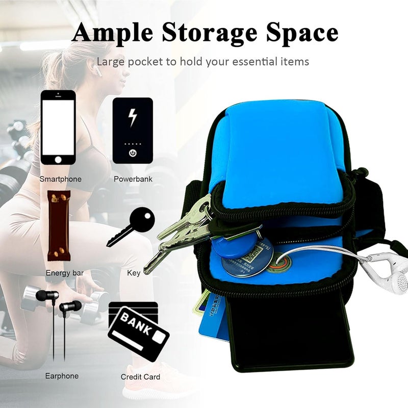 MOVOYEE حامل هاتف 2Pack لحزام الذراع للركض، حقيبة هاتف محمولة للنساء والرجال والأطفال، آيفون 11 12 13 14 15 16e 16 برو ماكس Xs Xr X بلس SE ميني جالاكسي ألترا نوت 20 حقيبة تمرين لحزام الذراع - Image 4