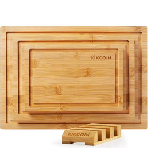 Kikcoin Bamboo Cutting Board for Kitchen (Set of 4) Kitchen Cutting Board by Kikcoin - Image 1