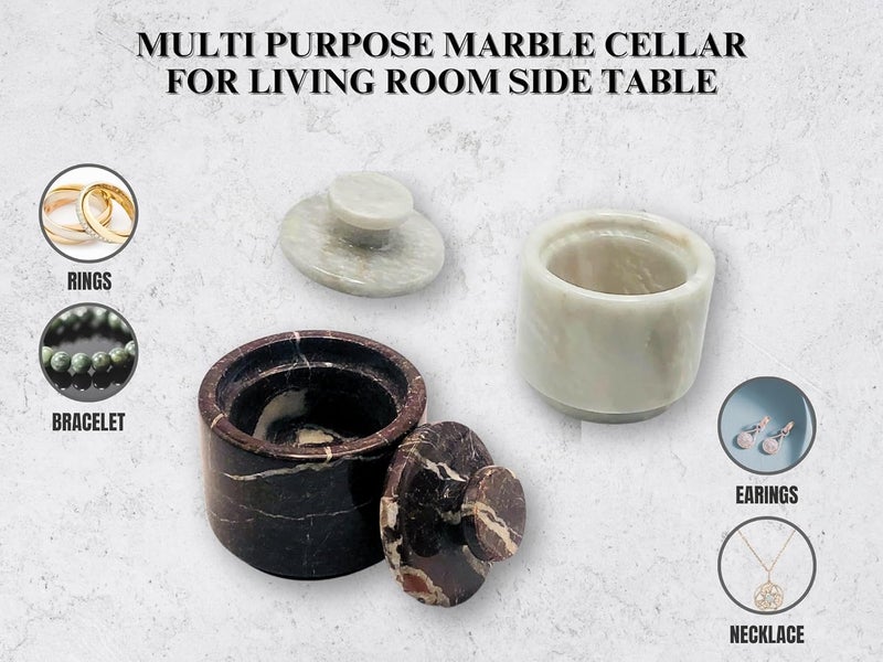 OceanicX Marble Salt Cellar with Lid - 2 Pack Set, 3.5oz Kitchen Storage Containers, Premium White Red Marble Pattern - Image 5