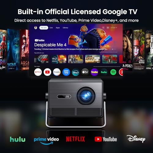 HAPPRUN 2000 ANSI Official Licensed Google TV Outdoor Projector 4K Full HD Smart Projector with Wifi and Bluetooth Auto Focus Dolby SoundBuiltin AppsHAPPRUN Indoor Home Theater for PhoneTV StickPCPS5 - Image 3
