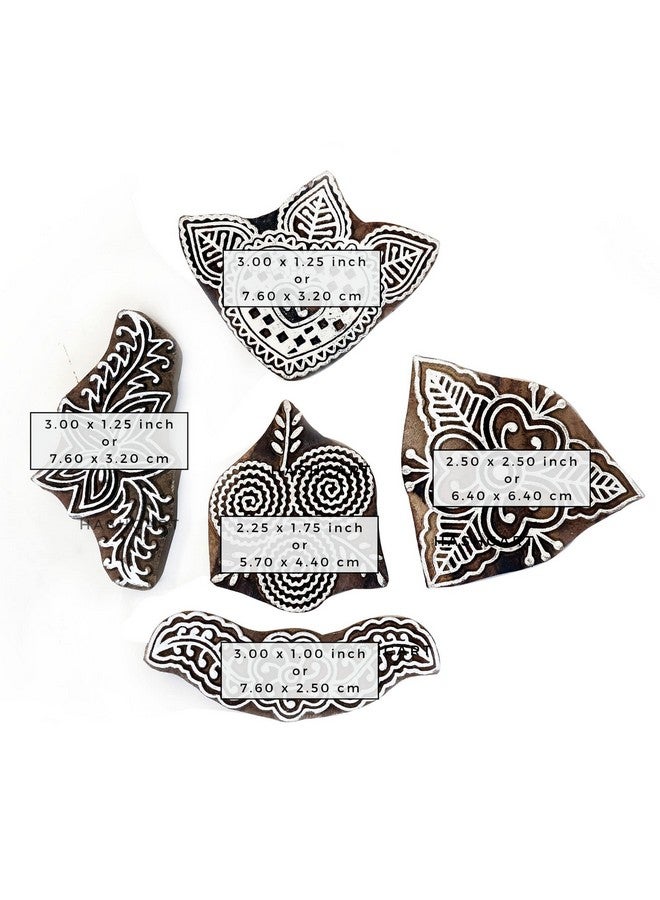 Hashcart | Set Of 5 | Handicraft Floral Stamp Wooden Printing Blocks Art Craft Fabric Print Designs Supplies Hand Carved Art Work, Kids Project - Image 3