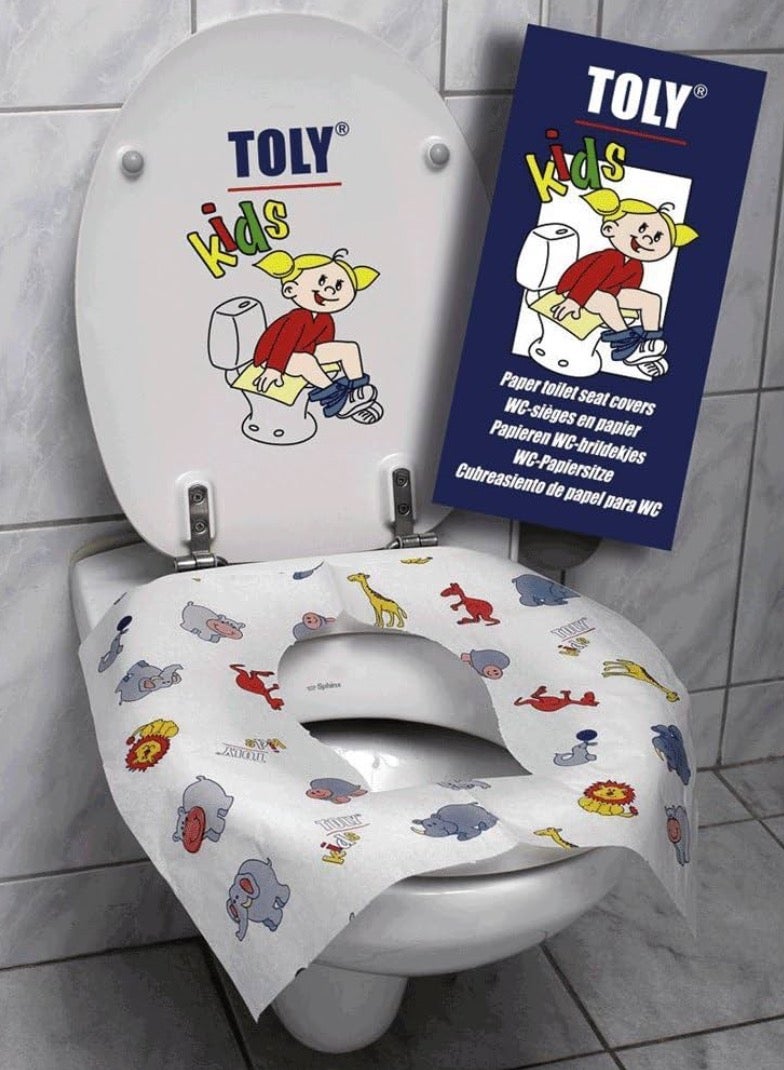 Toly Kids 10 - Disposable Toilet Seat Covers for Kids | Fun Cartoon Stickers, Hygienic & Flushable (10 Sheets, 1 Pack) | Travel-Friendly & Safe - Image 1
