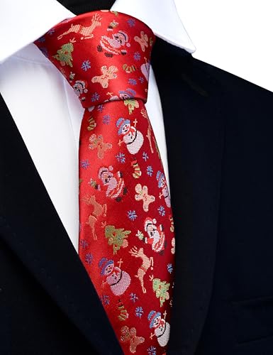 Branduce Red Christmas Ties for Men Santa Theme Necktie Boy Novelty Xmas Tie for Festival Party (TA03-10) - Image 2