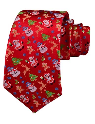 Branduce Red Christmas Ties for Men Santa Theme Necktie Boy Novelty Xmas Tie for Festival Party (TA03-10) - Image 4