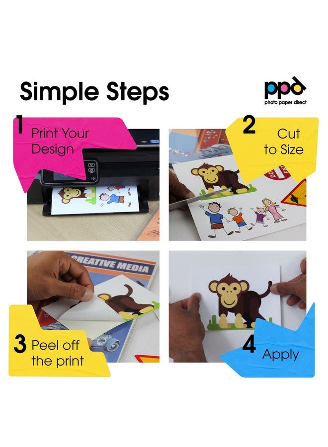 ppd 50 Sheets Inkjet Creative Media Matte Self Adhesive Vinyl Sticker Paper 8.5X11 Premium Commercial Grade 4.7Mil Thick Full Sheet Photo Quality Instant Dry Scratch And Tear Resistant (Ppd-38-50)  - Image 3