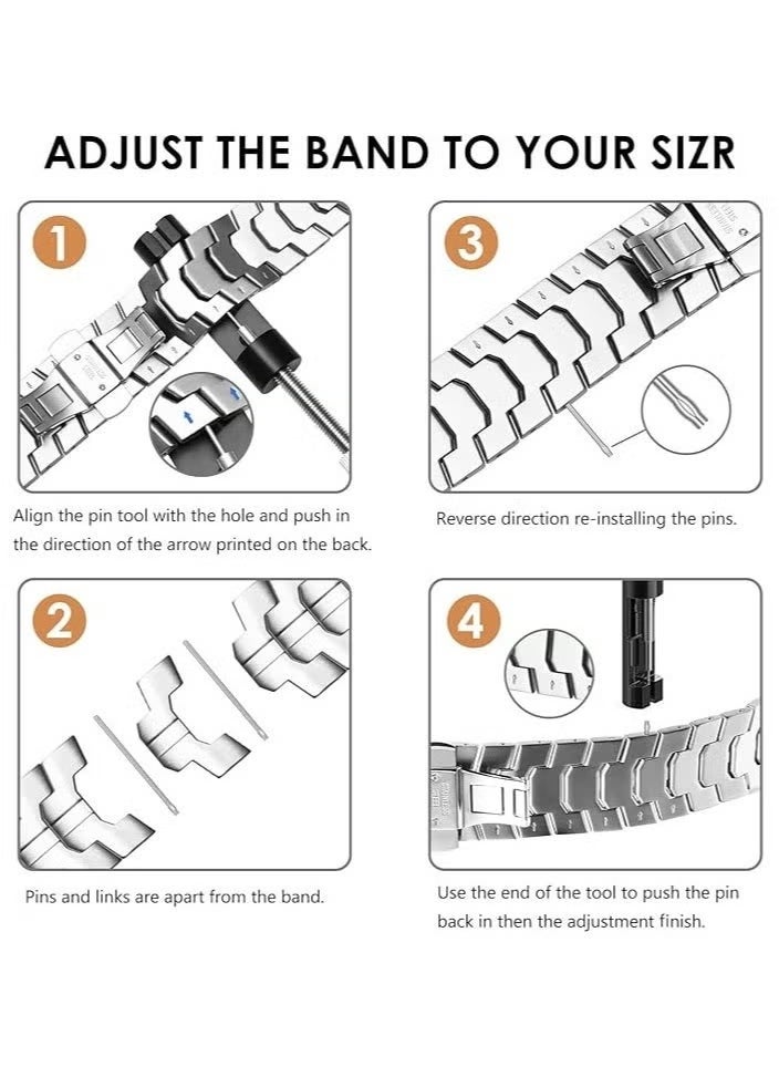 TIGER Stainless Steel Band for Apple Watch Ultra 49mm 45mm 44mm 42mm – Premium Metal Strap with Folding Clasp for Apple Watch Series 8 7 6 5 4 3 2 1 – Stylish Black Replacement Bracelet for Men | Durable, Adjustable, and Rust-Resistant  - Image 5