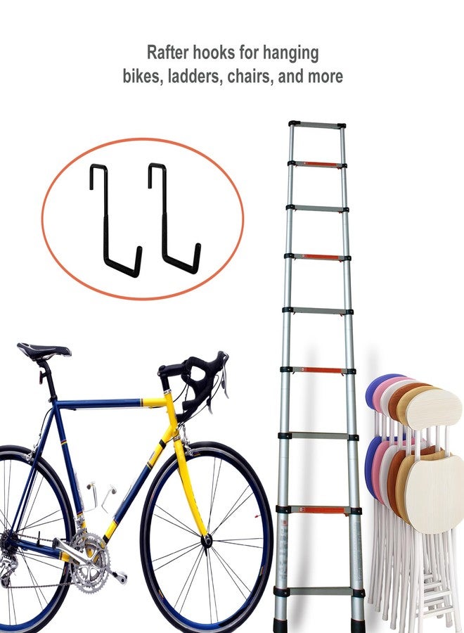 Gueryee Rafter Hangers Hooks 2 Pcs, Upgraded Fence Hangers Hooks, Bike Hooks for Garage Wall, Heavy Duty Garage Ladder Storage Hooks, Large S Hooks for Hanging Plants, Chairs, Cords, Hose and More - Image 5
