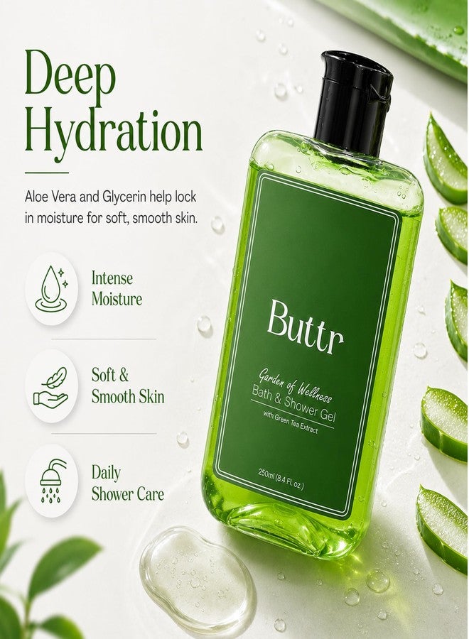 Buttr Green Tea Body Wash Gel for Deep Cleansing & Hydrated Skin | With Aloe Vera & Vitamin E | Soap-Free Shower Gel Suitable for All Skin Types, Women & Men | 250ml - Image 5