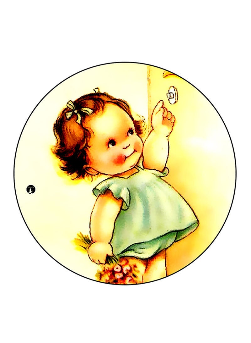 RKN Girl Printed Mouse Pad  Round  Multicolour
