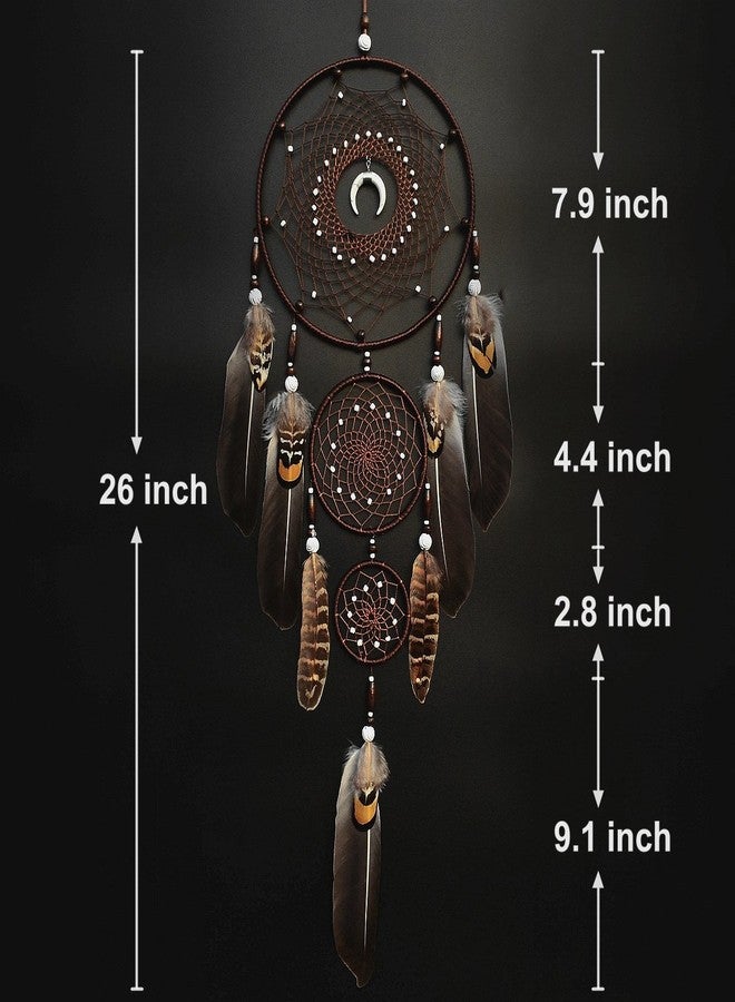 Urdeoms Large Dream Catchers for Bedroom Adult Brown Boho Dream Catcher Wall Decor with Turquoise Hanging Ornament Teen Dorm Room Decor Festival Gift - Image 5