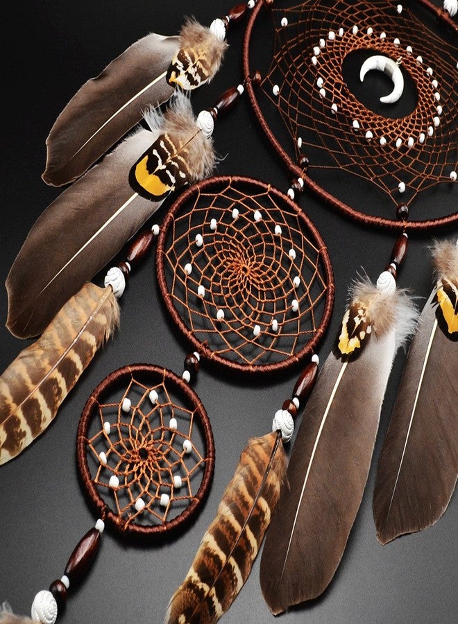 Urdeoms Large Dream Catchers for Bedroom Adult Brown Boho Dream Catcher Wall Decor with Turquoise Hanging Ornament Teen Dorm Room Decor Festival Gift - Image 4