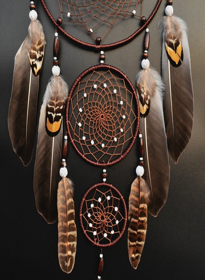 Urdeoms Large Dream Catchers for Bedroom Adult Brown Boho Dream Catcher Wall Decor with Turquoise Hanging Ornament Teen Dorm Room Decor Festival Gift - Image 3