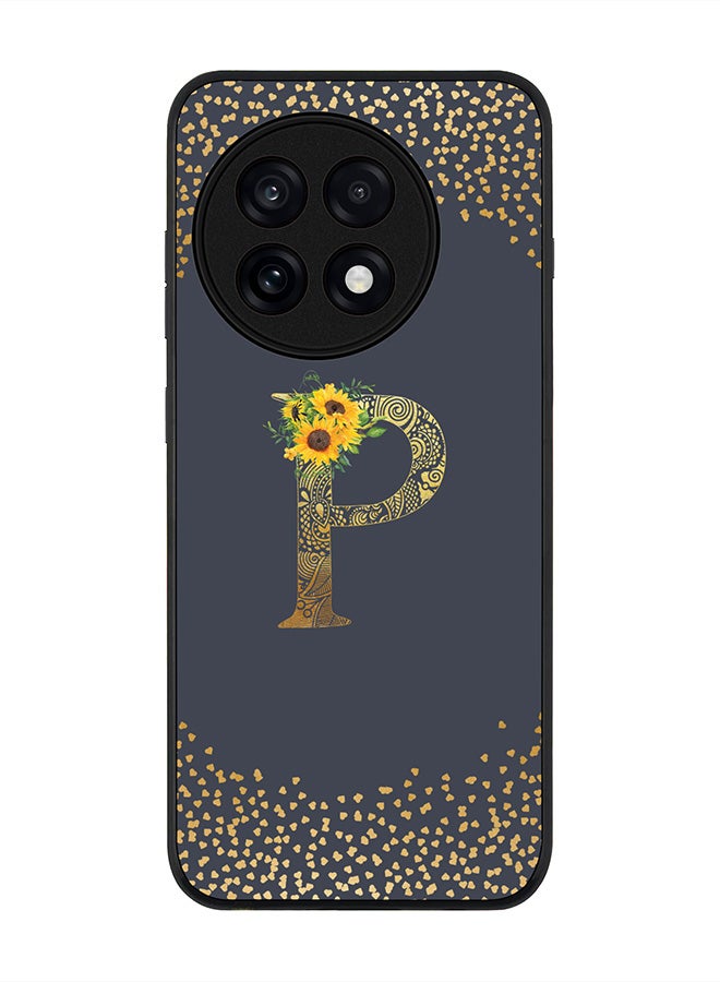 For OnePlus 13R / Ace 5 Pro Case,Slim fit Camera Protection, Shockproof Thin Phone cover  - Custom Floral Monogram - P  (Grey )