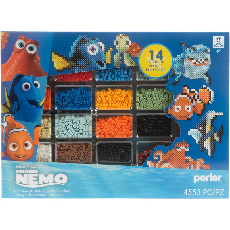 Perler Disney Pixar's Finding Nemo Fused Bead Activity Kit with 14 Unique Patterns, Finished Project Sizes Vary, Multicolor 4553 Pieces - Image 1