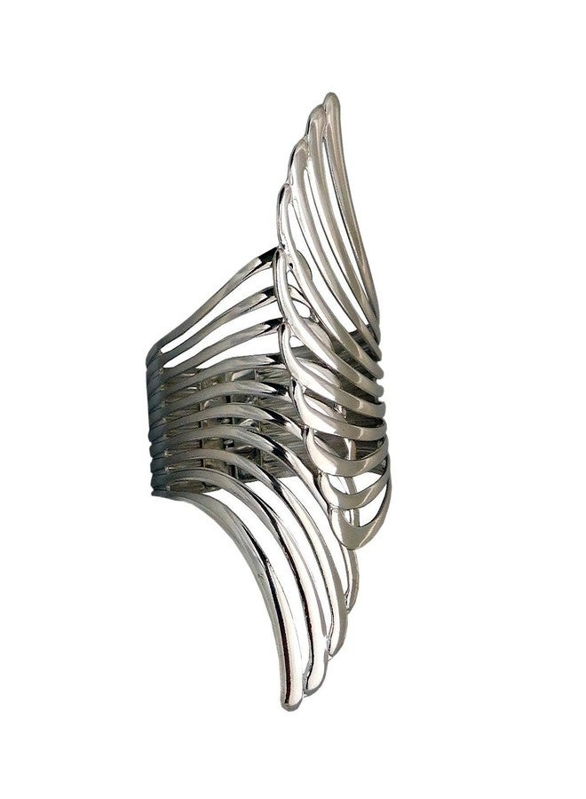 JDX Silver Metal Adjustable Cuff Bangles for Women and Girls - Image 2