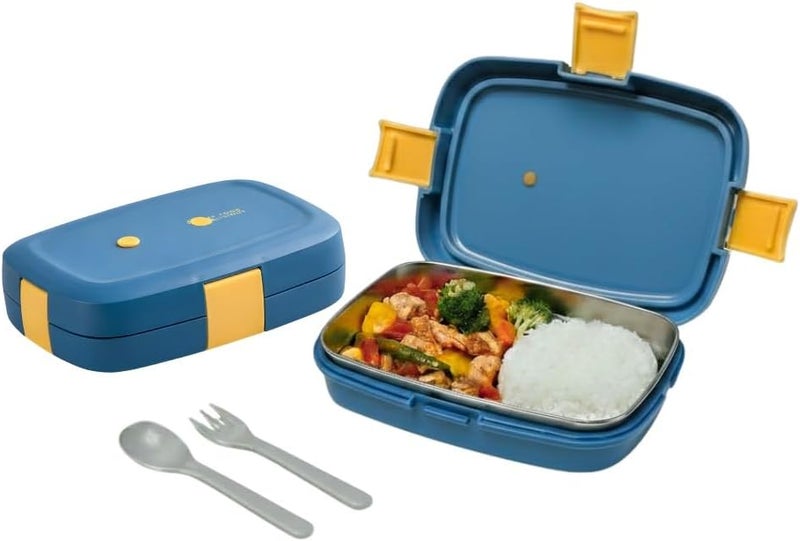 BrainGiggles CRAVISTA Stainless Steel Bento Box for Kids and Adults – 1000ML Leakproof Bento Lunch Box with Cutlery Set – BPA Free Lunchbox Tiffin for Office and School (Blue) - Image 1