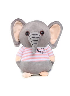 Webby Soft Animal Plush Elephant Toy 20Cm, Grey And Pink  - Image 1