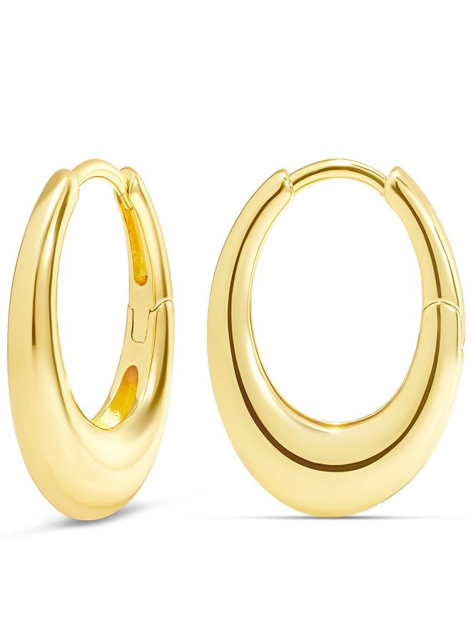 MILLA 14K Gold Plated Hoop Earrings | Small Silver Hoops | Thick Lightweight Chunky Hoop Earrings for Women (14K Gold Plated, Small, 0.8 inches - 20 mm) - Image 1