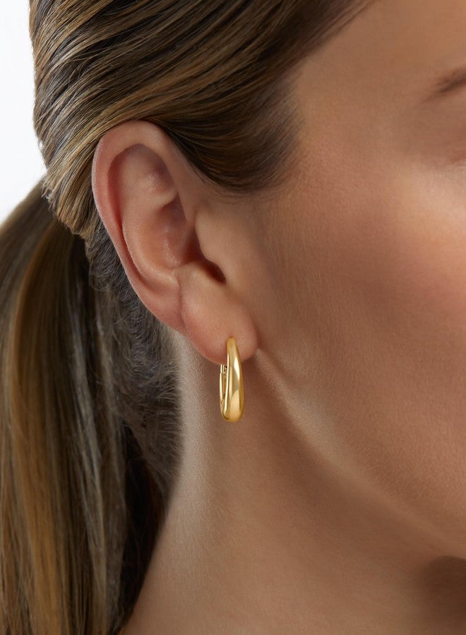 MILLA 14K Gold Plated Hoop Earrings | Small Silver Hoops | Thick Lightweight Chunky Hoop Earrings for Women (14K Gold Plated, Small, 0.8 inches - 20 mm) - Image 4