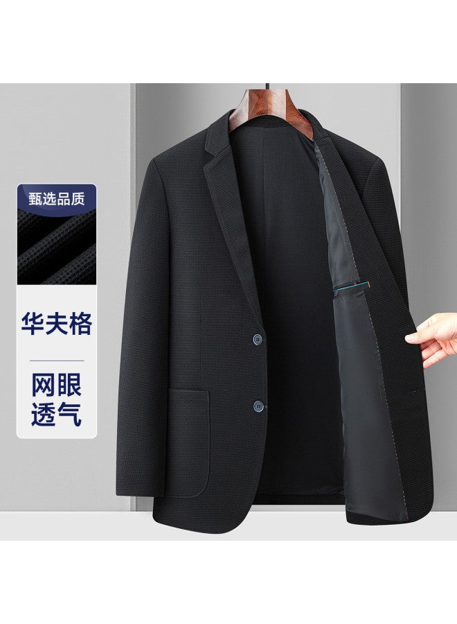 Fapai Fashion Waffle] Autumn Simple Comfortable Stylish Men's Single Western Jacket Men's Suit Men - Image 2