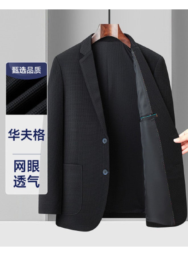 Fapai Fashion Waffle] Autumn Simple Comfortable Stylish Men's Single Western Jacket Men's Suit Men - Image 1