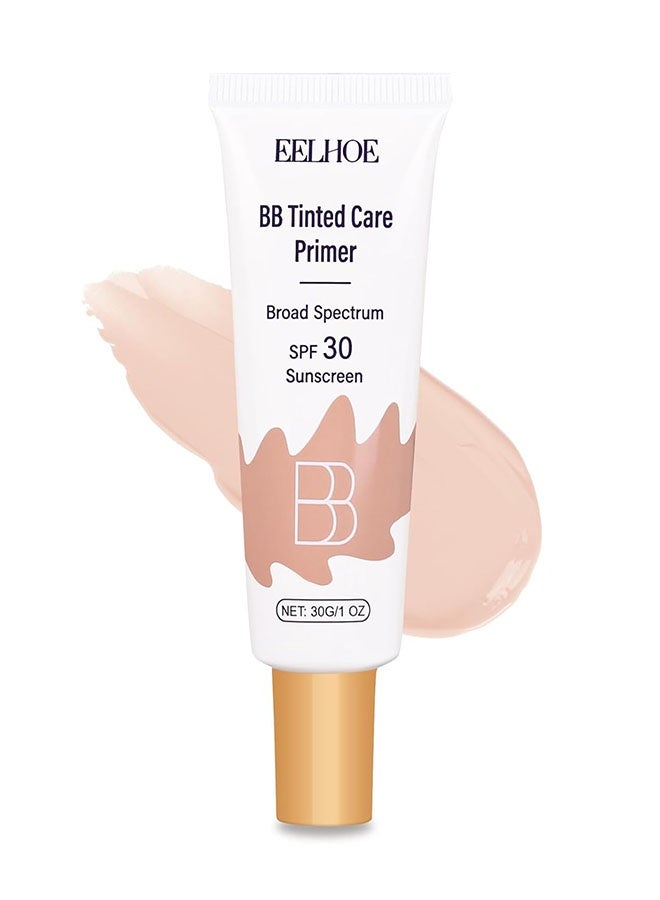 EELHOE BB Tinted Care Primer，BB Tinted Moisturizer SPF 30, Full Coverage Light-Medium Skin Color Light Hydrating & Smoothing. # Natural Color - Image 1