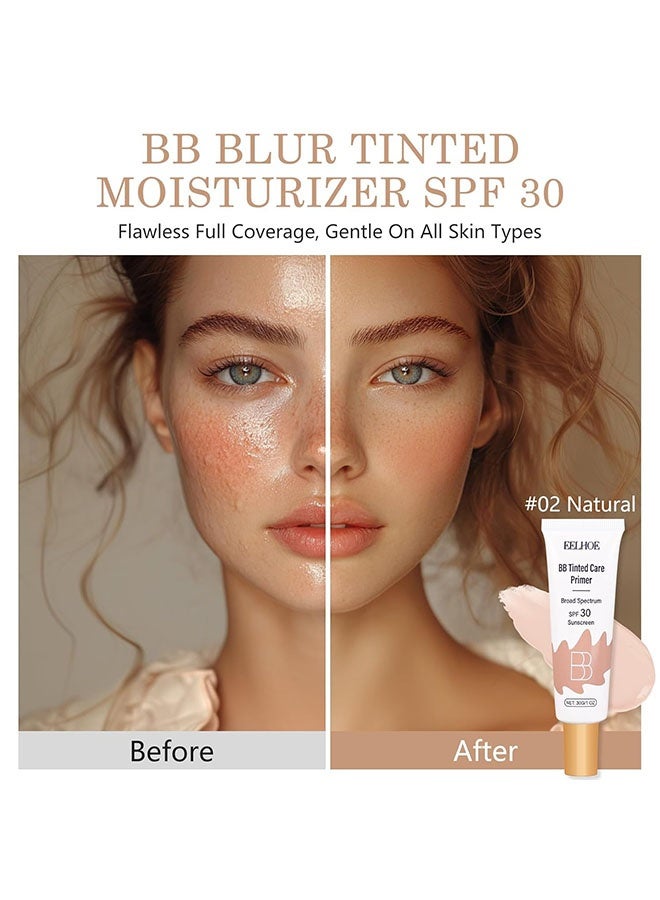 EELHOE BB Tinted Care Primer，BB Tinted Moisturizer SPF 30, Full Coverage Light-Medium Skin Color Light Hydrating & Smoothing. # Natural Color - Image 2