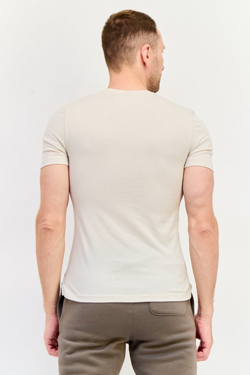 Reebok Men Sportswear Fit Short Sleeves Running T-Shirt, Beige - Image 3