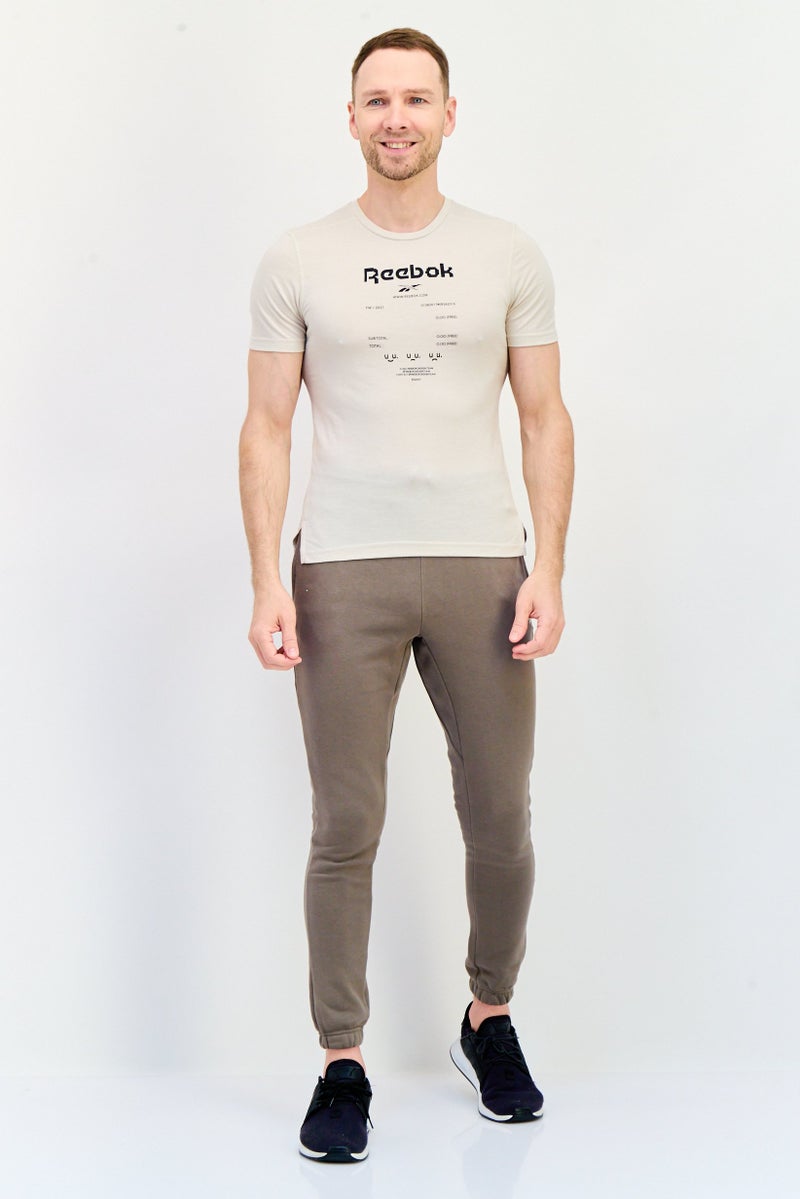 Reebok Men Sportswear Fit Short Sleeves Running T-Shirt, Beige - Image 4
