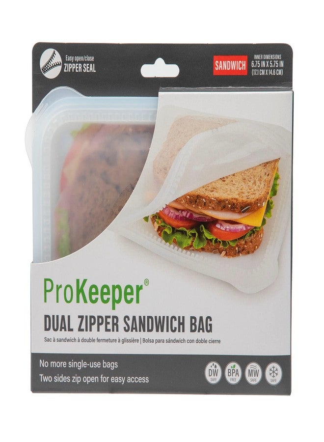 ProKeeper حقيبة سندويشات ProKeeper ذات السحاب المزدوج، مصنوعة من السيليكون بنسبة 100%، شفافة - قابلة لإعادة الاستخدام، مانعة للتسرب، صديقة للبيئة، لتخزين السندويشات والوجبات الخفيفة - Image 3