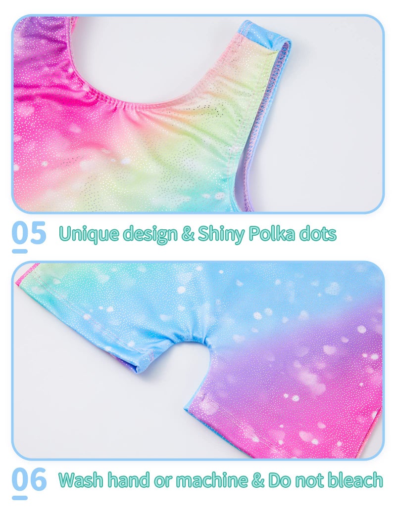 Nymphperi Gymnastics Leotards for Girls 2 Pack Size 4t 5t Soft Colorful Rainbow Sparkly Biketards Cute Unicorn Sleeveless Swimsuit for Birthday Gift - Image 4