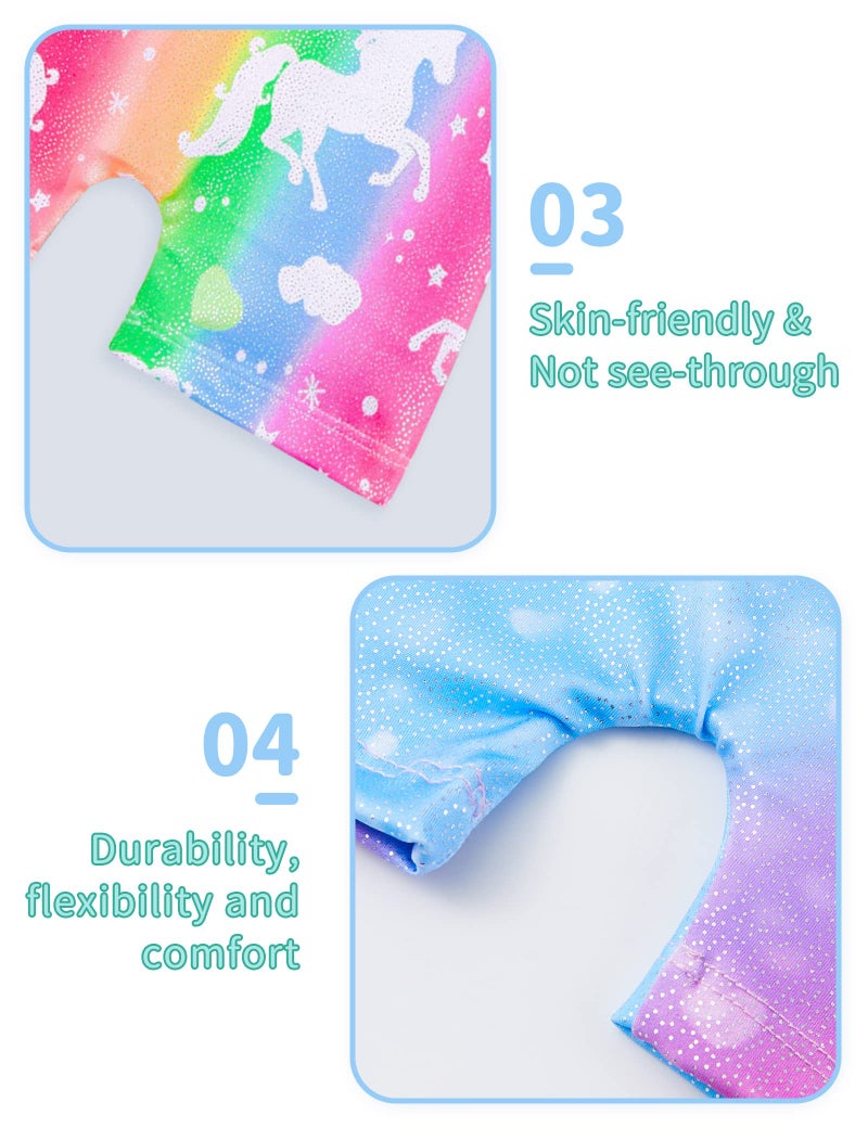 Nymphperi Gymnastics Leotards for Girls 2 Pack Size 4t 5t Soft Colorful Rainbow Sparkly Biketards Cute Unicorn Sleeveless Swimsuit for Birthday Gift - Image 3