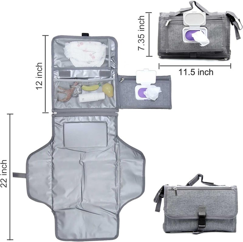 Simxen حصيرة تغيير حفاضات الأطفال المحمولة الأنيقة | وسادة تغيير سفر قابلة للفصل مع جيب لمناديل الأطفال | تستخدم للأطفال من 0-12 شهرًا | هدايا لحفلات استقبال المواليد، الفتيات والفتيان حديثي الولادة - Image 1