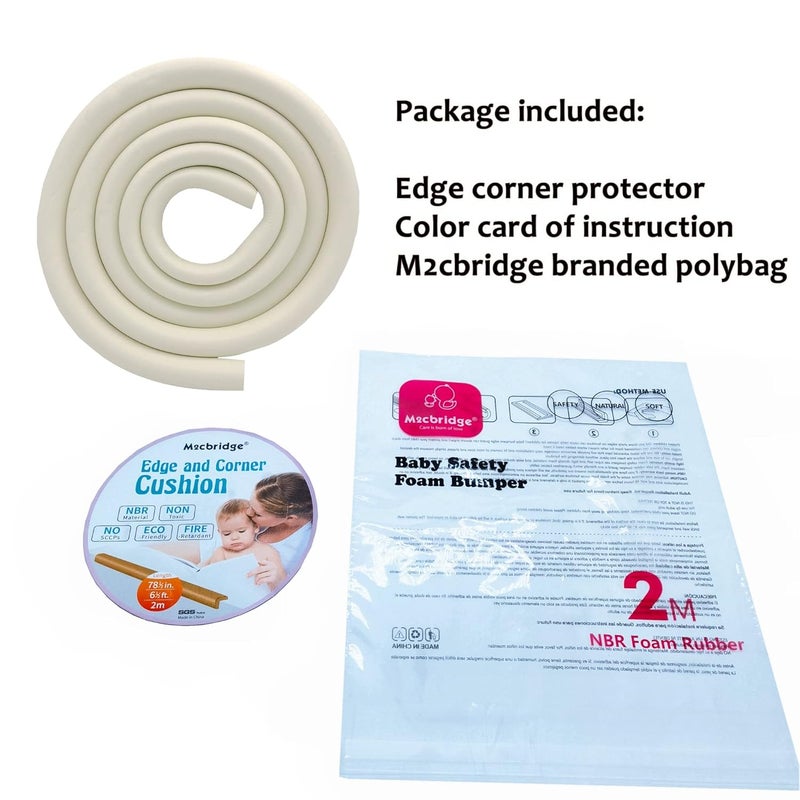 M2cbridge U Shape Extra Thick Furniture Table Edge Protectors Foam Baby Safety Bumper Guard 6.5 Ft (Off White) - Image 2