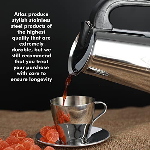 Atlasware Stainless Steel Coffee Maker | Filter Coffee Black Tea Pot Compatible with Induction, Gas Stove | Durable Compact BPA Free Espresso Percolator for Home, Kitchen and Travel (Silver, 6 Cup) - Image 2