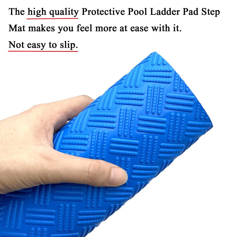 SKARUMMER SKARUMMER Swimming Pool Ladder Mat - Protective Pool Ladder Pad Step Mat with Non-Slip Texture, Blue Medium Pool Step Mat, 36 inch X 9 inch  - Image 4