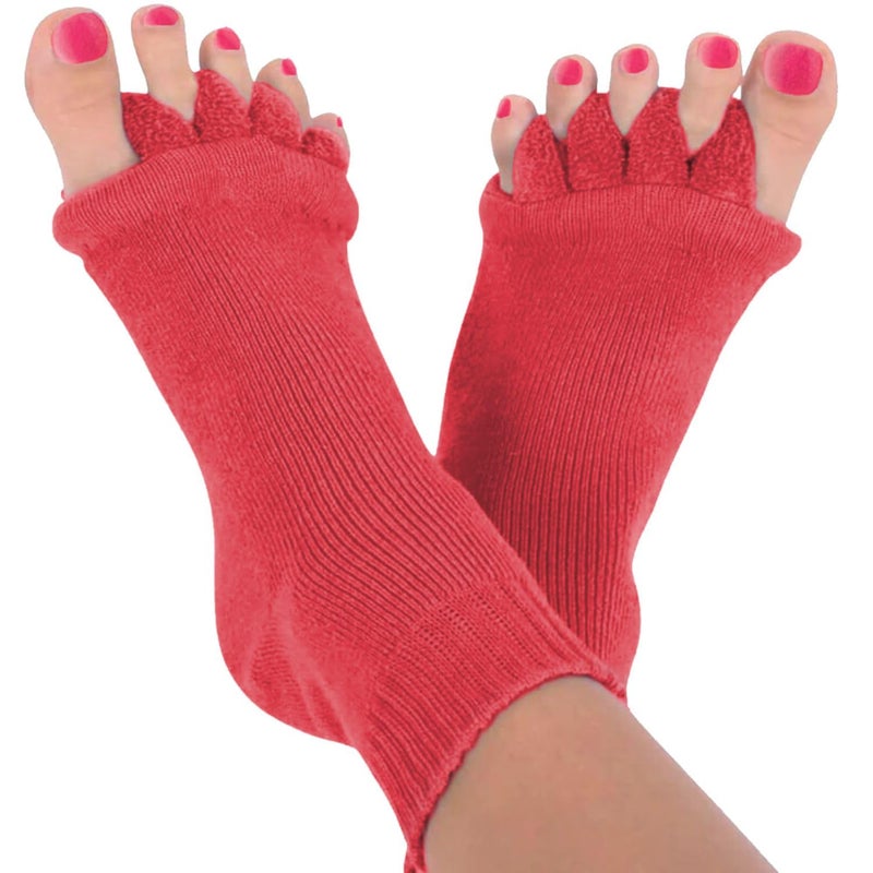 USOXO Foot Alignment Socks I Cotton Finger Toe Separator I Easing Bunion Hammertoe and Arthritis Pain Relief I Improving Posture & Increasing Flexibility I Free Size for Men & Women (Maroon) - Image 1