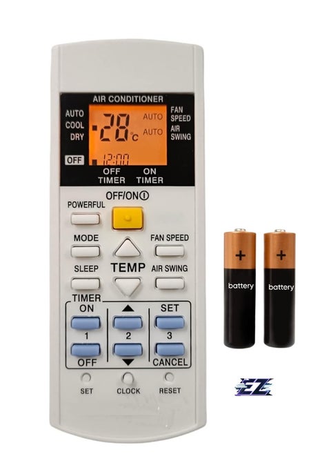 Remote Control Compatible with Panasonic Split AC with Backlight (AC-29C) – Battery IncludedWide Compatibility: This remote control is compatible with Panasonic Split Air Conditioners, designed to work seamlessly with your Panasonic AC model for full functionality.