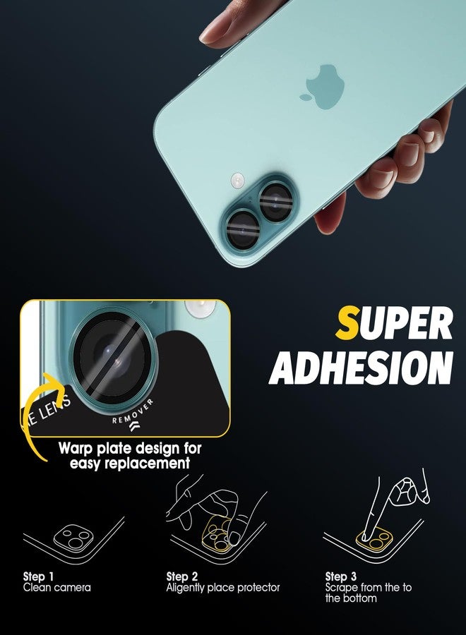 Orzero (3 Sets) Camera Lens Protector Compatible for iPhone 17 6.3“/16 6.1”/16 Plus 6.7“, Protector de Cámera One-Step Installation Tray Individual Metal Ring Glass Cover Case Friendly - Teal - Image 3