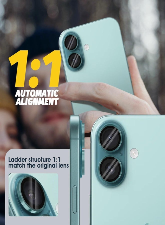 Orzero (3 Sets) Camera Lens Protector Compatible for iPhone 17 6.3“/16 6.1”/16 Plus 6.7“, Protector de Cámera One-Step Installation Tray Individual Metal Ring Glass Cover Case Friendly - Teal - Image 5