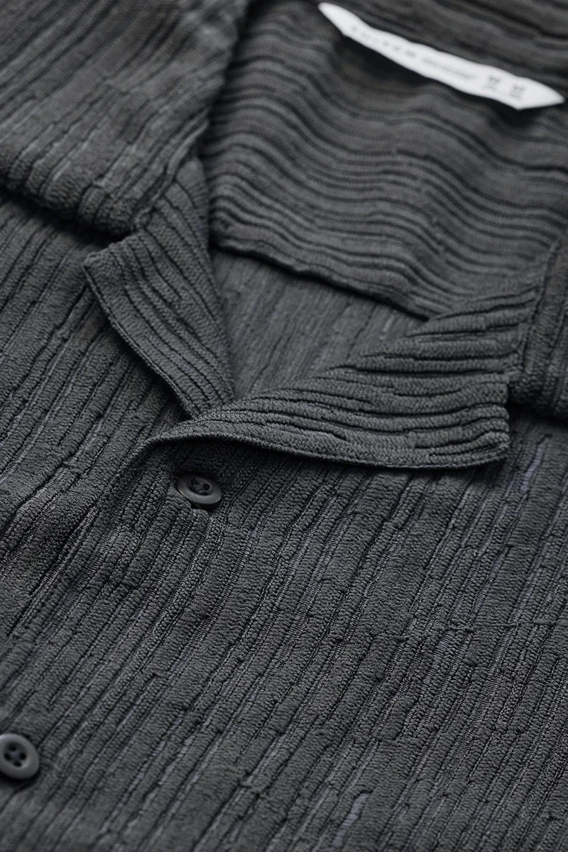 SNITCH Dark Grey Textured Half Sleeve Boxy Shirt