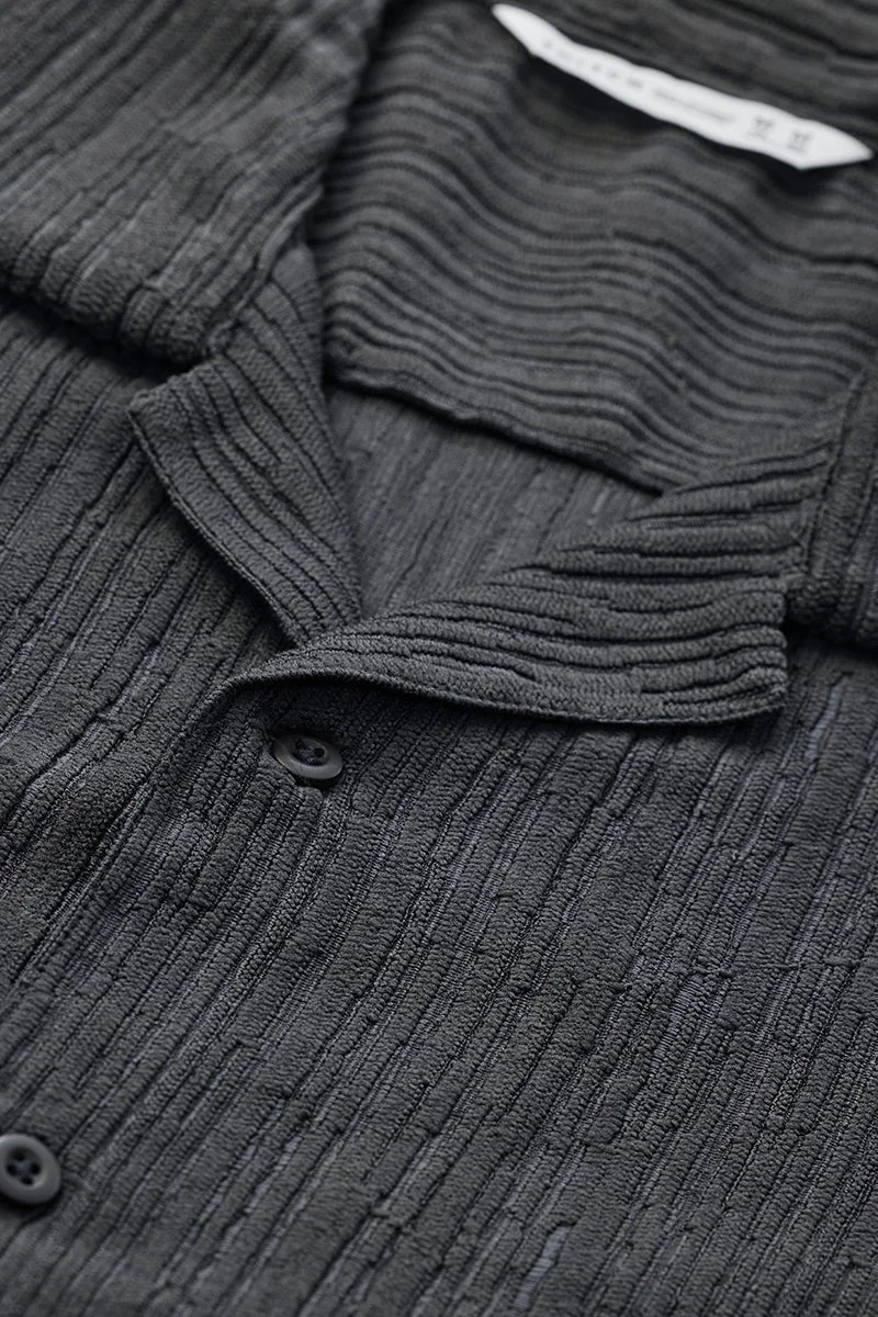 SNITCH Dark Grey Textured Half Sleeve Boxy Shirt