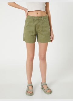 KOTON Cotton Button Detail Mini Shorts  - Image 3