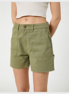 KOTON Cotton Button Detail Mini Shorts  - Image 5