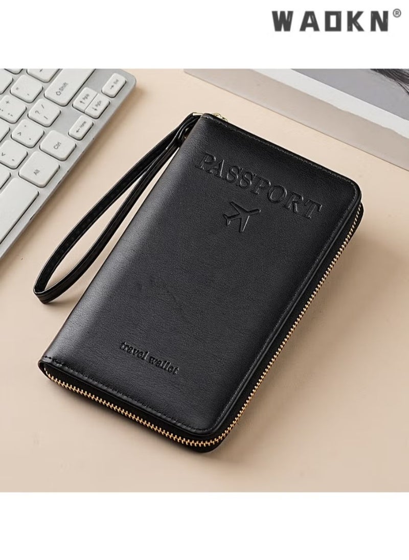 WAOKN Elegant Multifunctional Travel Holder with Zipper, Airplane Design, Ideal for Passport, Tickets, and Documents Storage, Stylish, Secure, Easy to Carry, Durable and Organized 