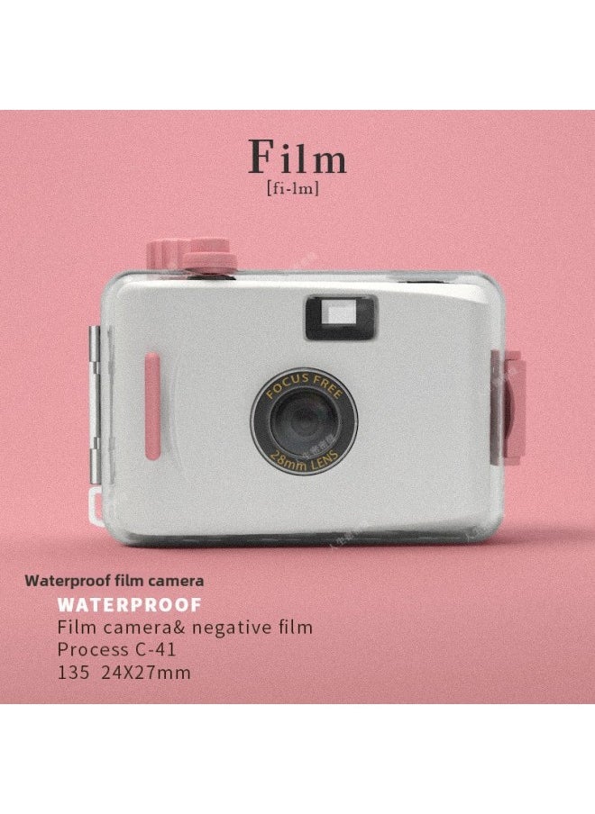 Generic Retro Fool Film Camera Non-Pole Film Machine Fool Machine Campus Camera Student Birthday Gift Female-Body Color:Package 1 - White Powder Camera  - Image 1