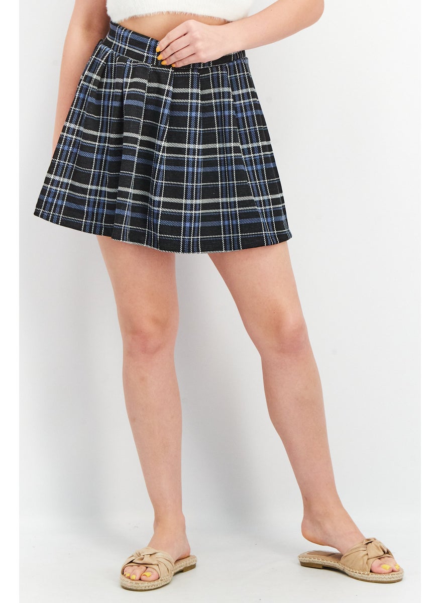 NOISY MAY Women Checkered Mini Skirt, Black  - Image 1