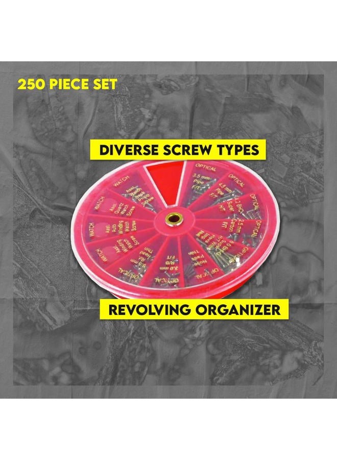 SE 250-Piece Set of Eyeglass and Watch Repair Screws with Revolving Organizer - JT69250 - Image 5